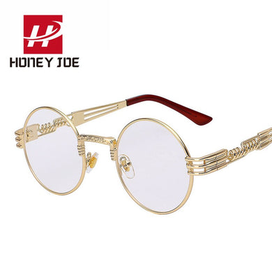 Vintage Gothic Steampunk Sunglasses Men Women Metal Frame Wrap Eyeglasses Round Luxury Brand Designer Sun glasses Mirror UV400
