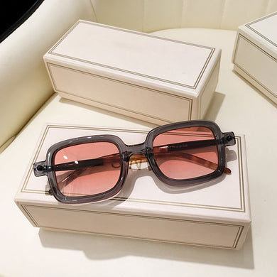 Vintage Gray Pink Lens Square Sunglasses Women 2023 Brand Spectacle Plain Eyewear 90s Rectangle Men Shades Sun Glasses
