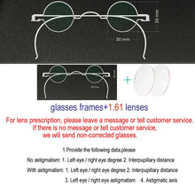 Load image into Gallery viewer, Vintage Handmade Old Glasses 30 32 34 36 38mm Small Round Myopia Optical Prescription Anti-Blu-ray Eyewear Frame Female Retro