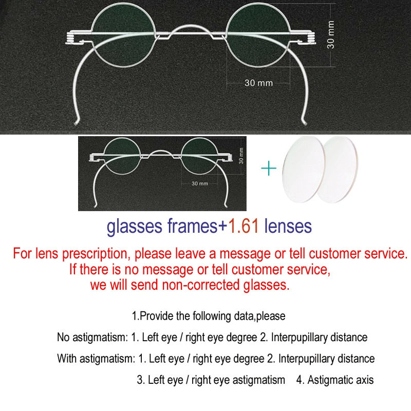 Vintage Handmade Old Glasses 30 32 34 36 38mm Small Round Myopia Optical Prescription Anti-Blu-ray Eyewear Frame Female Retro