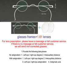 Load image into Gallery viewer, Vintage Handmade Old Glasses 30 32 34 36 38mm Small Round Myopia Optical Prescription Anti-Blu-ray Eyewear Frame Female Retro
