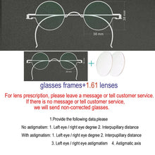 Load image into Gallery viewer, Vintage Handmade Old Glasses 30 32 34 36 38mm Small Round Myopia Optical Prescription Anti-Blu-ray Eyewear Frame Female Retro