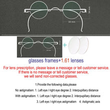 Load image into Gallery viewer, Vintage Handmade Old Glasses 30 32 34 36 38mm Small Round Myopia Optical Prescription Anti-Blu-ray Eyewear Frame Female Retro