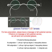 Load image into Gallery viewer, Vintage Handmade Old Glasses 30 32 34 36 38mm Small Round Myopia Optical Prescription Anti-Blu-ray Eyewear Frame Female Retro