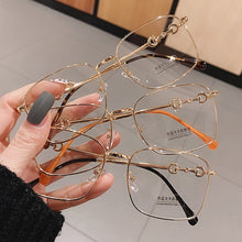 Load image into Gallery viewer, Vintage Hollow Gold Clear Glasses Frame For Women Anti-blue Light Square Computer Eyeglasses Female Myopia Shades