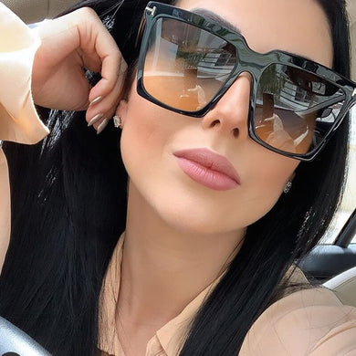 Vintage Letter Square Frame Sunglasses For Women  Brand Black Tea Sun Glasses Men Retro Gradient Green Leopard Shades