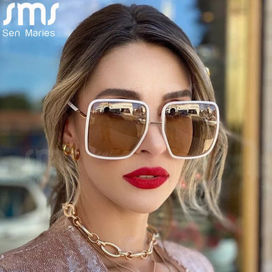 Vintage  Brand Designer Oversized Square Sunglasses Women Sexy Lady Big Thin Frame Sun Glasses UV400 Shades gafas