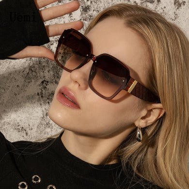 Vintage  Brand Square Sunglasses For Women Men Retro Oversized Frame Eyewear Leopard Gradient Shades UV400 Sun Glasses