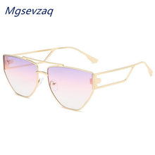 Load image into Gallery viewer, Vintage  Personality Irregular Cat Eye Sunglasses For Female Metal Hollow Wide Leg Sun Glasses Purple Pink Eyewear