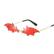 Load image into Gallery viewer, Vintage  Red Black Bat Sunglasses Women Rimless Metal Sun Glasses Female Personality Trending Narrow Shades Oculos De Sol