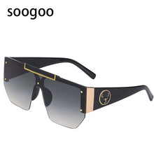 Load image into Gallery viewer, Vintage Men Rimless Sunglasses Irregular  Brand Designer Sun Glasses Women Retro One-piece Big Frame Eyeglasses