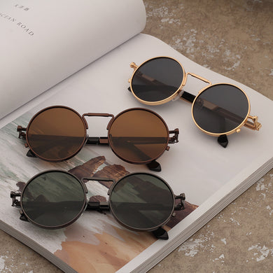 Vintage Men Sunglasses Women Retro Punk Style Round Metal Frame Colorful Lens Sun Glasses Eyewear Gafas sol mujer