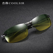 Load image into Gallery viewer, Vintage Metal Day Night Vision Men Sun Glasses Classic Square Polarized Sunglasses for Male  Driving Eyewear UV400