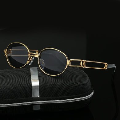 Vintage Metal Small Frame Oval Sunglasses Women Retro Punk Style  Gold Pink Sun Glasses Men UV400 Steampunk Goggles Oculos