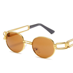 Vintage Metal Small Frame Oval Sunglasses Women Retro Punk Style  Gold Pink Sun Glasses Men UV400 Steampunk Goggles Oculos