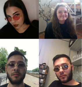 Vintage Metal Small Frame Oval Sunglasses Women Retro Punk Style  Gold Pink Sun Glasses Men UV400 Steampunk Goggles Oculos