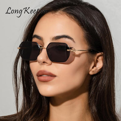 Vintage Metal Women Sunglasses  Brand Design Big Polygon Eyeglasses Classic Big Frame Protection Retro Uv400 Oculos De