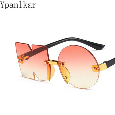 Vintage Mirror Rimless Sunglasses Kids Unique NO Letter Eyewear Girls Boys Punk Goggles Shades UV400 Child Sun Glasses