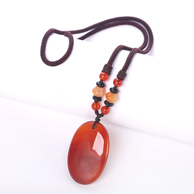 Collana vintage in pietra naturale di agata rossa curativa in cristallo con pendente a catena, collana con colletto in cristallo, girocollo, gioielli lunghi da donna 