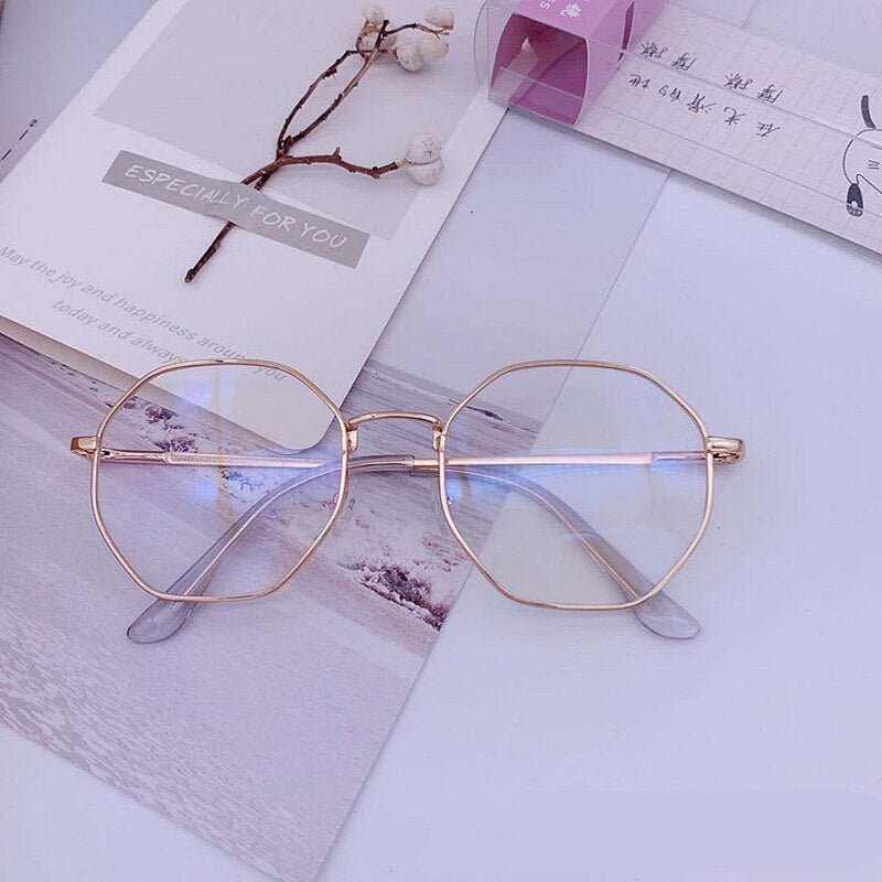 Vintage Octagonal  Metal Eyewear Frames Men Women Vintage Retro Optical Eye Glasses Anti Blue Light Transparent Spectacle Frames