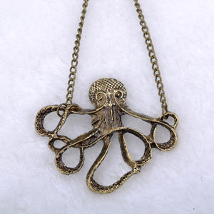 Vintage Octopus Devilfish Pendant Chain Necklace Long Animal Sweater Chain Chic Jewelry Pirates Caribbean