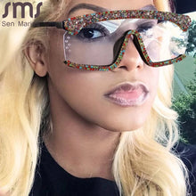 Load image into Gallery viewer, Vintage One Piece Sun Glasses Rimless Women Sunglasses Square Goggle Gradient Lens Brand Designer Oculos De Sol Feminino
