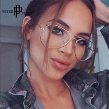 Load image into Gallery viewer, Vintage Optical Frame EyeGlasses Pilot Clear Lens One Piece Goggles Metal Frame Glasses Women Men Transparent Eyewear