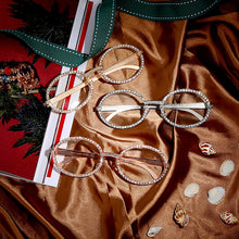 Load image into Gallery viewer, Vintage Oval Eyeglasses Women  Diamond Sunglasses Men Brand Designer Shiny Crystal Metal Frame Eyewear