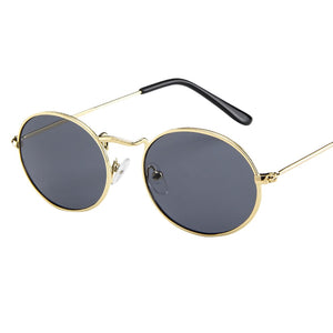 Vintage Oval Sunglasses Ellipse Metal Frame Glasses Trendy  Shades Punk Hip Hop Sunglasses Eyewear солнцезащитные очки