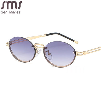 Vintage Oval Sunglasses Women Men Classic Rimless Sun Glasses UV400 Goggle Shades Framless Retro Ladies Eyewear Gafas De Sol