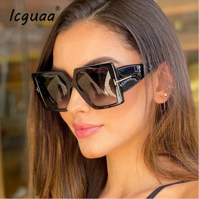 Vintage Oversize Square Gradient Sun Glasses Women  Brand Outdoor Design Large Legs Sunglasses Lunette De Soleil