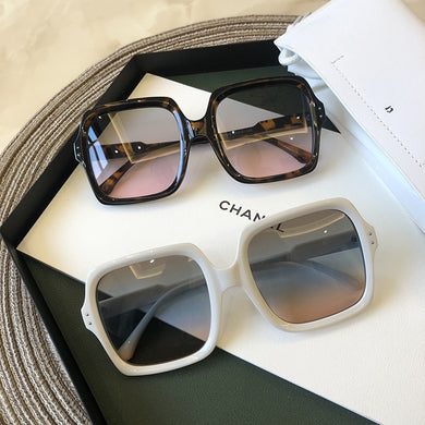 Vintage Oversize Square Sunglasses Women  Brand Big Frame Women Sun Glasses Black Gradient Female Glasses Oculos