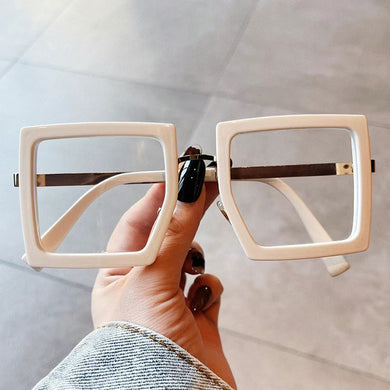 Vintage Oversized Anti-blue Light Eyeglasses For Women Alloy Square Computer Glasses Frame Female Elegant Shades