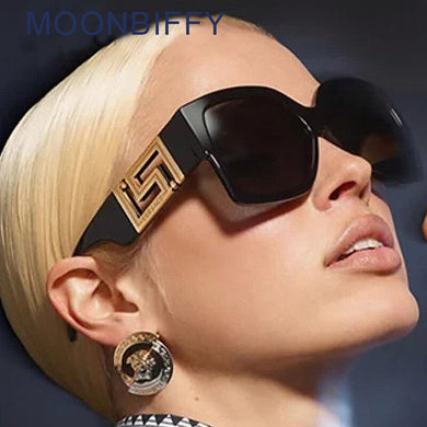 Vintage Oversized Black Leopard Square Sunglasses For Women  Brand Graidient Sun Glasses Female Elegant Big Shades 2023