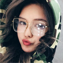 Load image into Gallery viewer, Vintage Oversized Square Glasses Frame Women Men Stylish Metal Clear Lens Eyeglasses Ladies Black Gold Silver Optical Spectacles