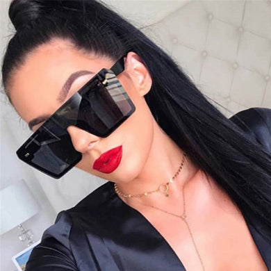 Vintage Oversized Square Rimless Sunglasses Women  Brand Flat Top Siamese Gradient Pink Sun Glasses UV400 Shades