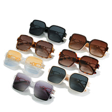 Load image into Gallery viewer, Vintage Oversized Square Sunglasses 2023 Women Black Brown Sun Glasses Retro Shades Eyewear Lady Hollow Temples Eyeglasses UV400