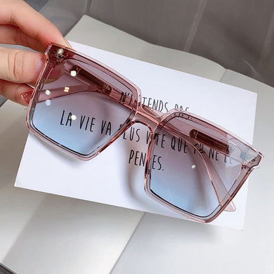 Vintage Oversized Square Sunglasses For Women Tea Blue Sun Glasses Female Gradient Elegant Shades Men Big Eyewear