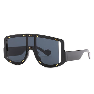 Vintage Oversized Square Sunglasses Women Men 2023  Brand Designer Big Frame Travel Rivet Punk Sun Glasses Shades