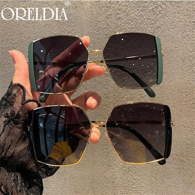 Vintage Oversized Square Sunglasses Women Metal Big Frame Glasses Sunshade Eyewear Lady  Brand Designer Eyeglasses UV400