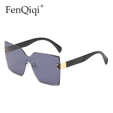 Vintage Oversized Sunglasses Square Gradient  Design Eyewear Rimless One Piece Shades Sun Glasses