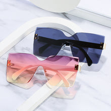 Load image into Gallery viewer, Vintage Oversized Sunglasses Square Gradient  Design Eyewear Rimless One Piece Shades Sun Glasses