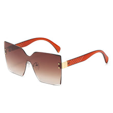 Load image into Gallery viewer, Vintage Oversized Sunglasses Square Gradient  Design Eyewear Rimless One Piece Shades Sun Glasses