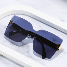 Load image into Gallery viewer, Vintage Oversized Sunglasses Square Gradient  Design Eyewear Rimless One Piece Shades Sun Glasses