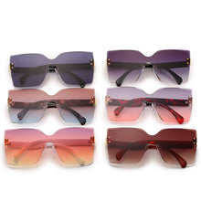 Load image into Gallery viewer, Vintage Oversized Sunglasses Square Gradient  Design Eyewear Rimless One Piece Shades Sun Glasses