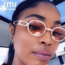 Load image into Gallery viewer, Vintage Pearl Diamond Steampunk Sunglasses Women Small Round Rhinestone Sunglasses Classic Glasses Men Clear Lens Black Shades