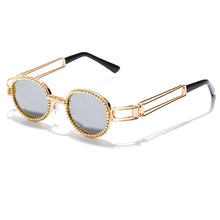 Load image into Gallery viewer, Vintage Pearl Diamond Steampunk Sunglasses Women Small Round Rhinestone Sunglasses Classic Glasses Men Clear Lens Black Shades