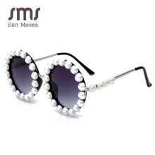 Load image into Gallery viewer, Vintage Pearl Round Sunglasses Women  Brand Designer Alloy Oversized Diamond Glasses Men Retro Shades Oculos