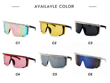 Load image into Gallery viewer, Vintage Pilot Diamond Sunglasses Women Men   Mirror Pink Rhinestone Goggle Sun Glasses For Lady Half Frame Shades UV400