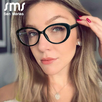 Vintage Plastic Titanium Glasses Frames Cat Eye Anti-blue Light Men Women Optical Computer Glasses Clear Lens Eyeglasses